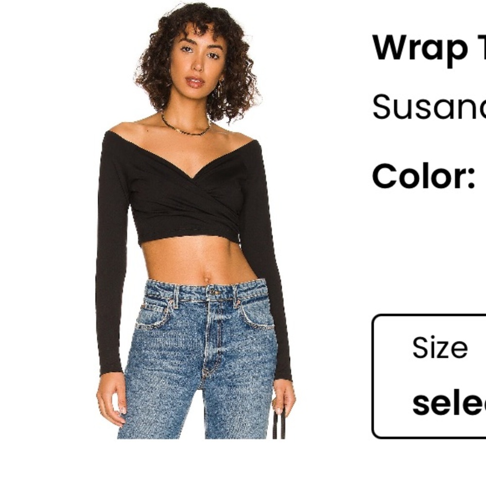 Revolve Susana Monaco Black Long Sleeve Wrap Top